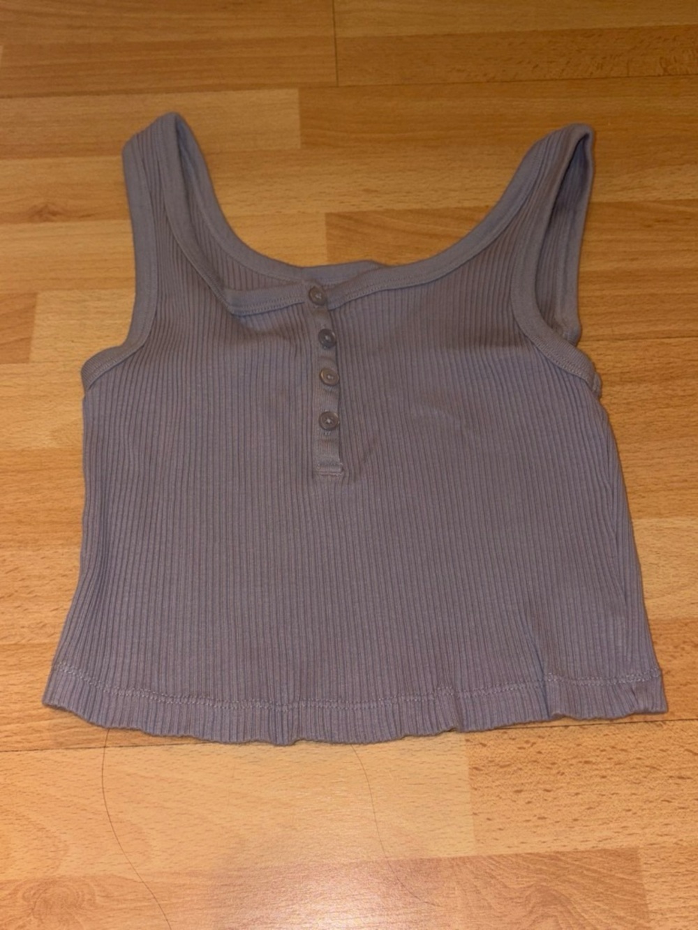 Ribbed Button-Front Tank Top in Mauve